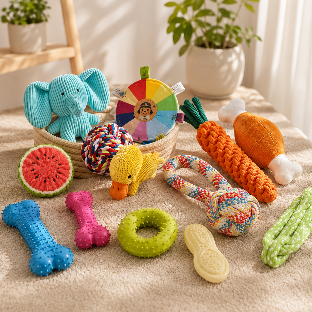 Interactive Squeaky Rubber Chew Toy for Dogs