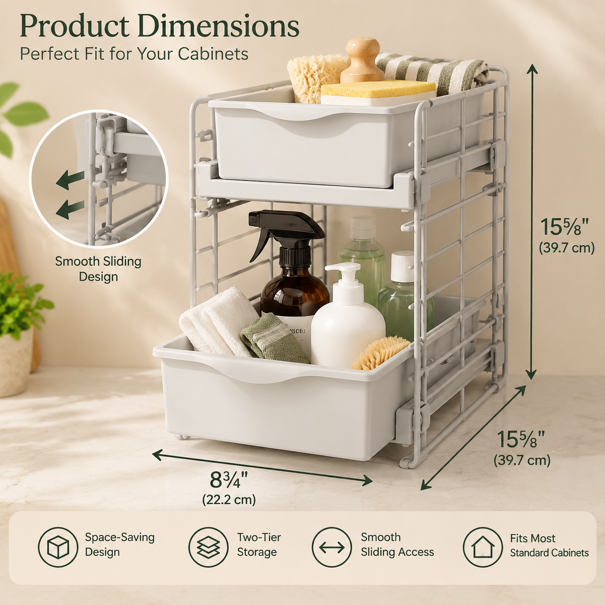 2-Tier Sliding Cabinet Organizer