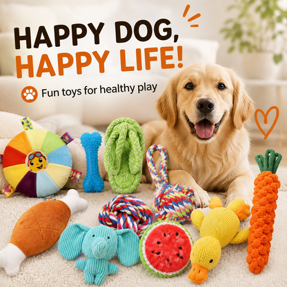 Interactive Squeaky Rubber Chew Toy for Dogs