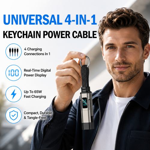 4 in 1 Digital Display Keychain Charging Cable