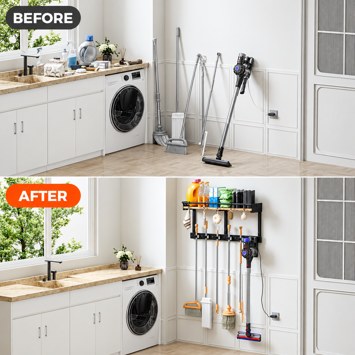 Wall-Mounted Cleaning Tool Organizer