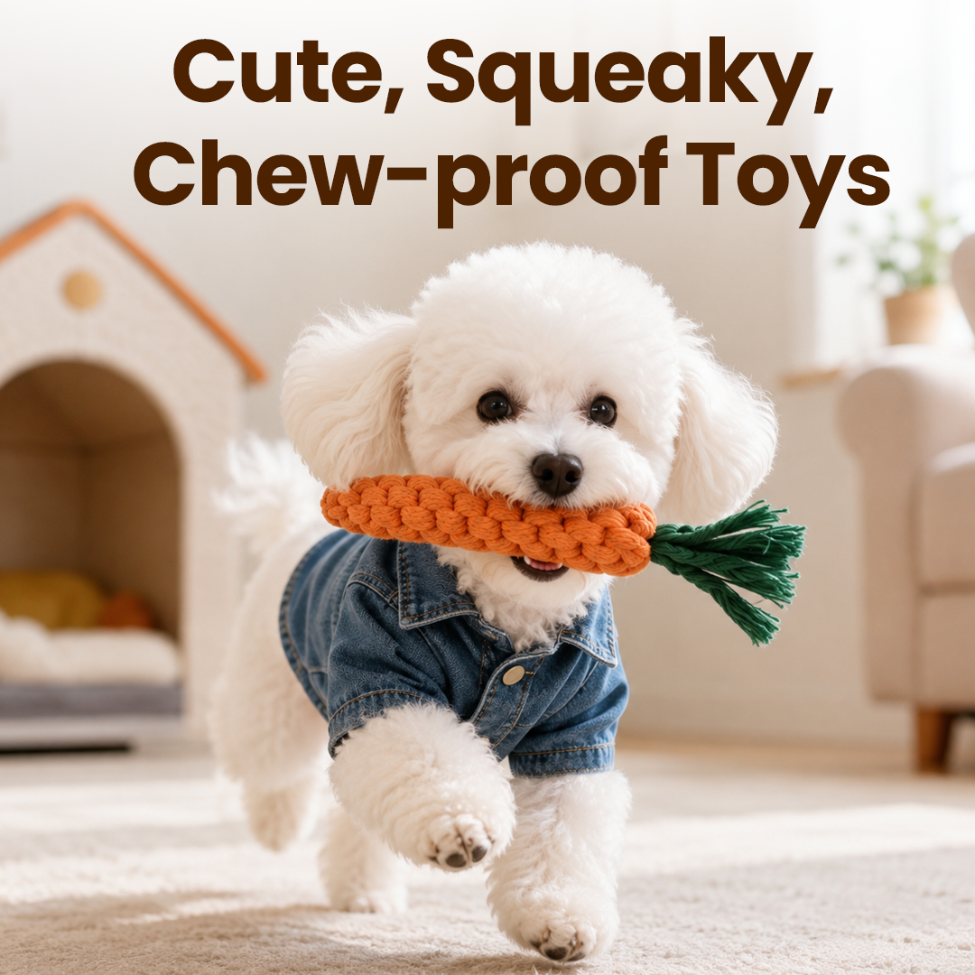 Interactive Squeaky Rubber Chew Toy for Dogs