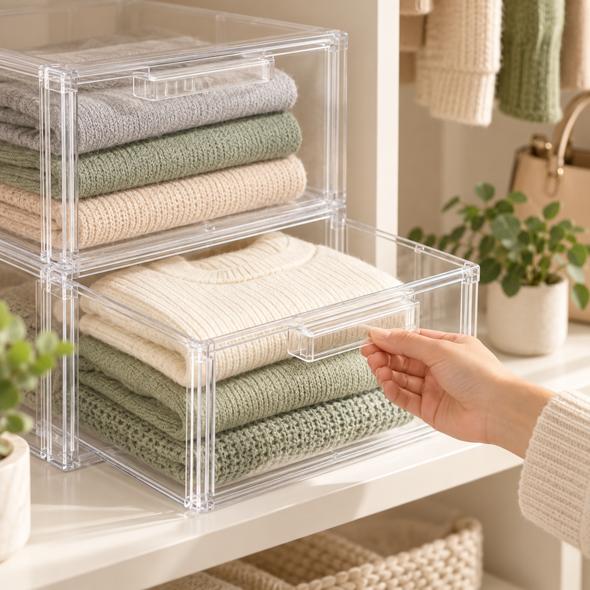 Clear Stackable Sweater Storage Drawer