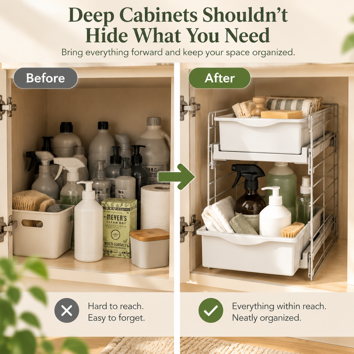 2-Tier Sliding Cabinet Organizer