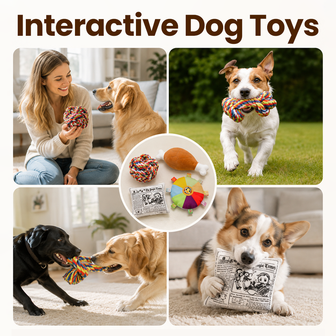 Interactive Squeaky Rubber Chew Toy for Dogs