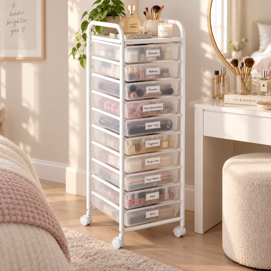 10-Tier Rolling Storage Cart With Drawers