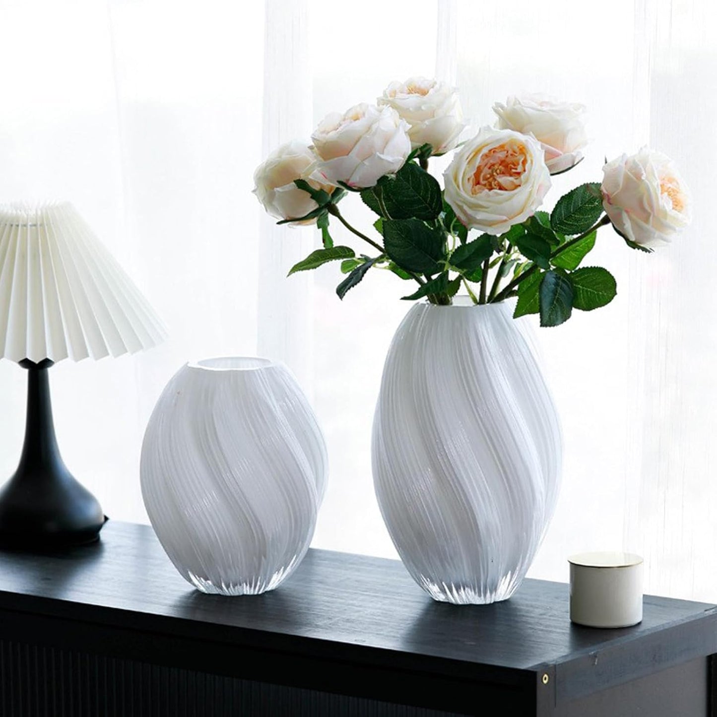 Ribbed Glass Malt-Style Vase
