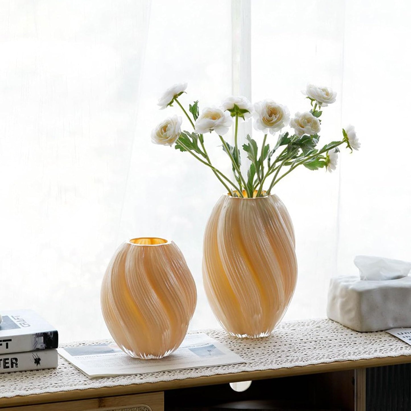 Ribbed Glass Malt-Style Vase