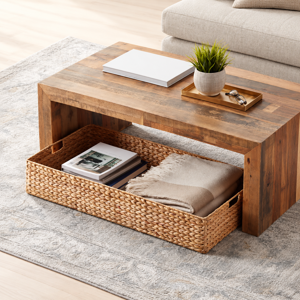 Woven Hidden Storage Basket