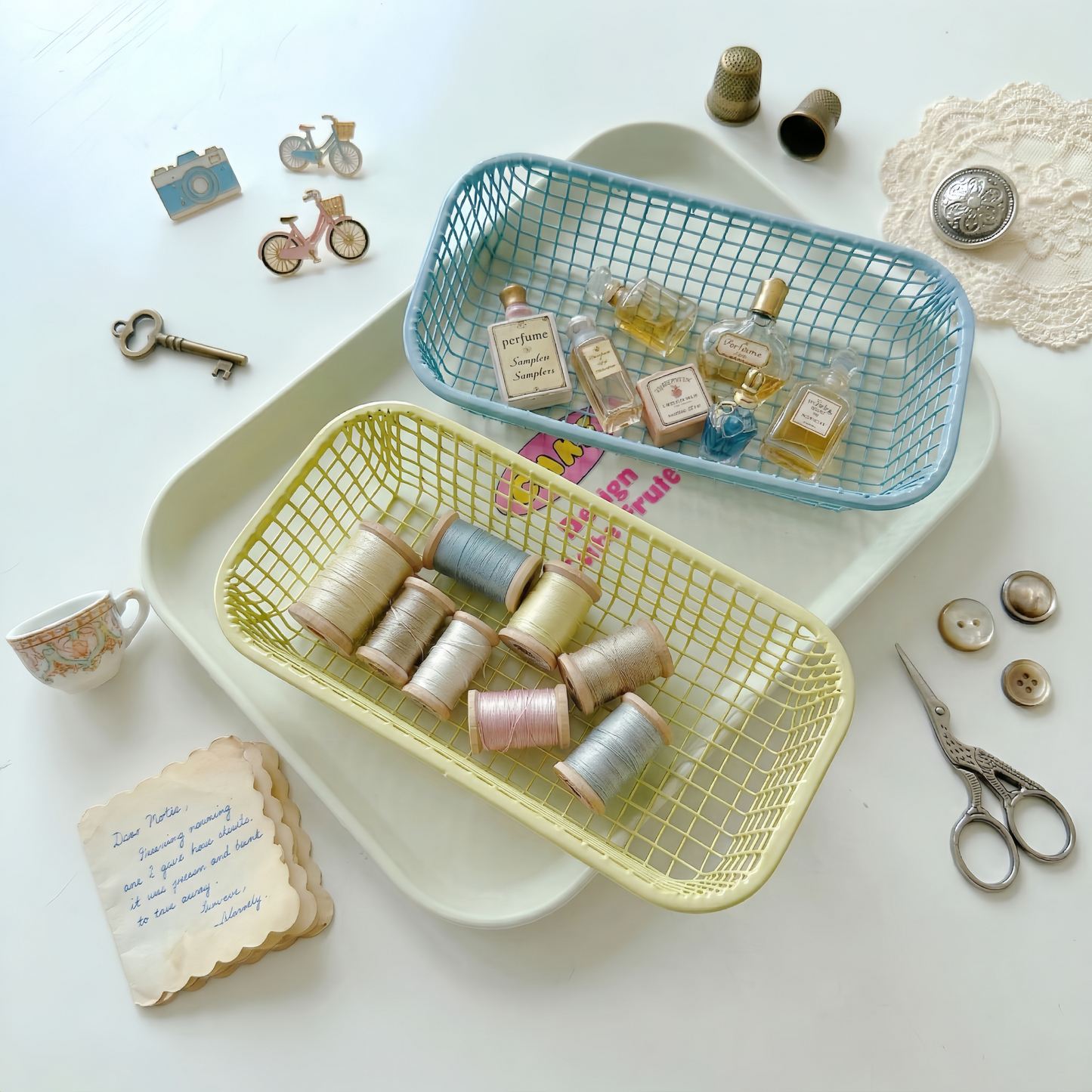 Pastel Metal Desktop Organizer Tray