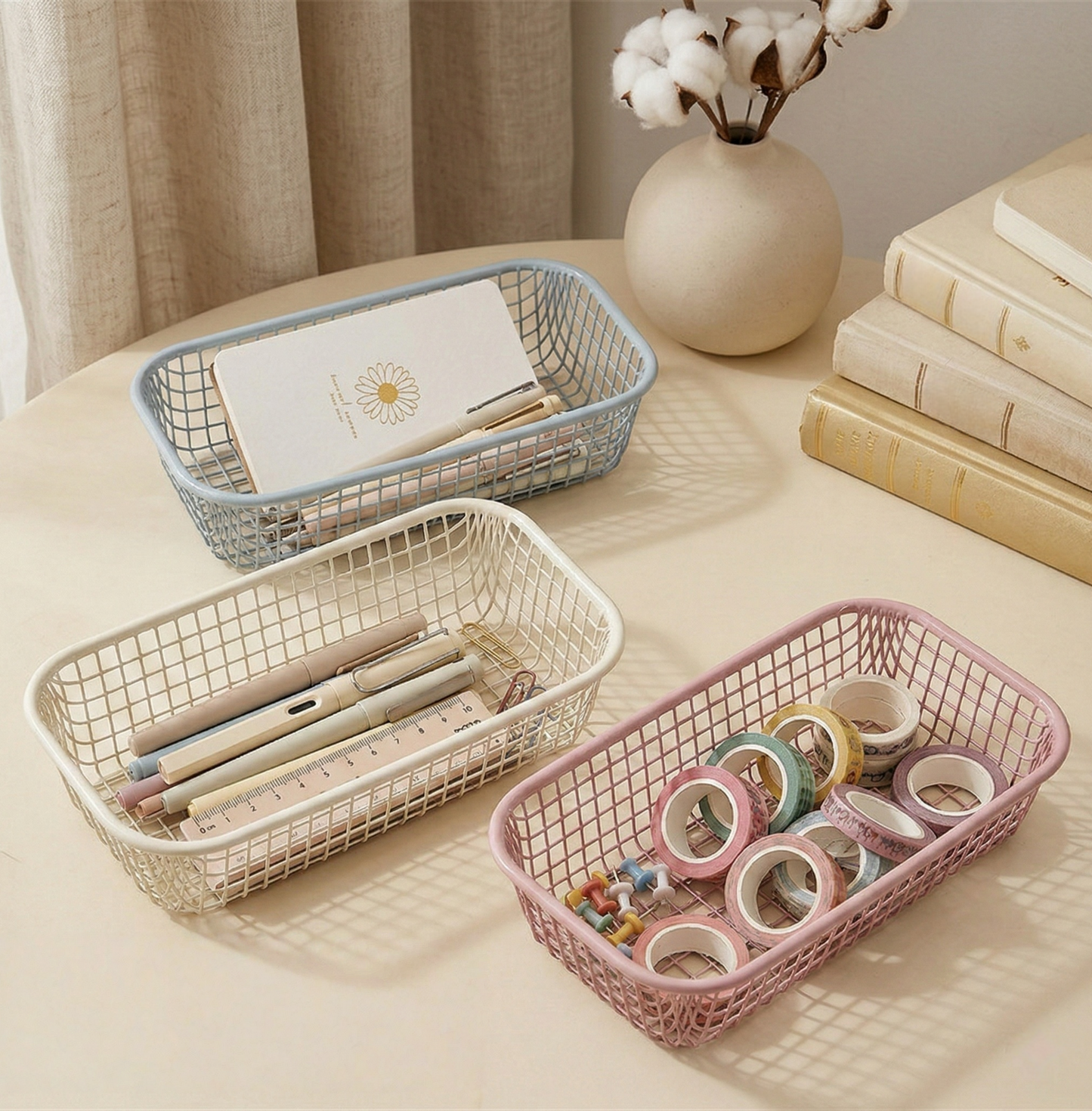 Pastel Metal Desktop Organizer Tray