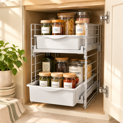 2-Tier Sliding Cabinet Organizer