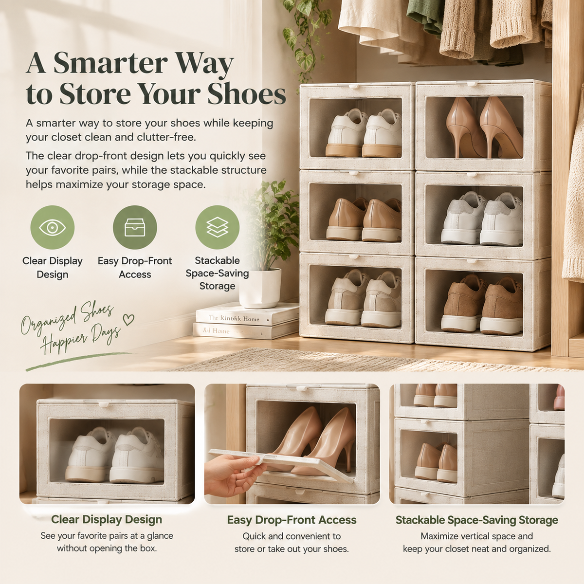 Clear Drop-Front Shoe Storage Box