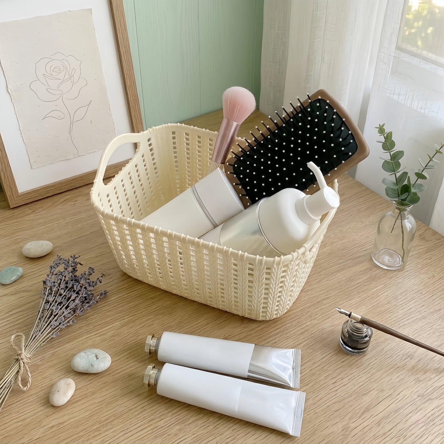 Woven-Style Desktop Storage Basket
