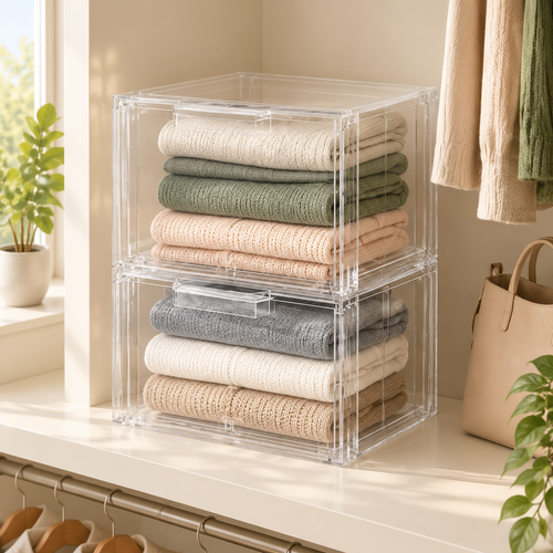 Clear Stackable Sweater Storage Drawer