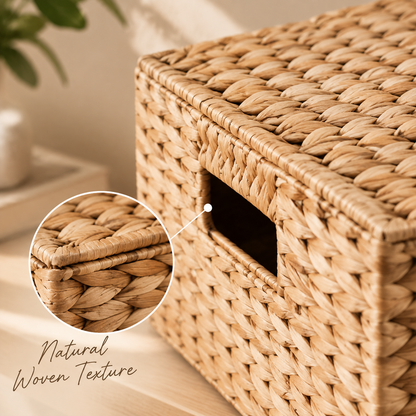 Artisan Woven Storage Box With Hinged Lid